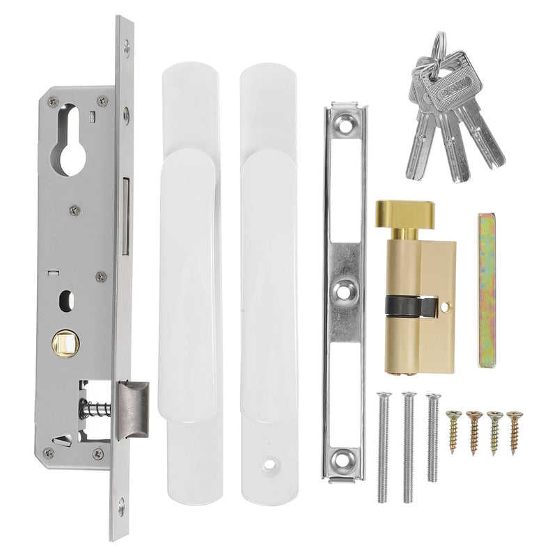 Storm Door Handle Replacement with Lock Heavy Duty Aluminum Alloy Lever Ideal for 8525 Single Point + 60 Home Apartments Hotels Black Entrance Door Handle and Lockset