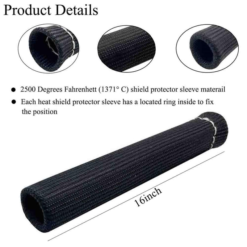 8pcs 2500° Spark Plug Wire Boots Heat Shield Cover Wire Boots Wrap Protector Sleeve For LS1/LS2 SBC BBC 350 454 Car Truck (Black) Black