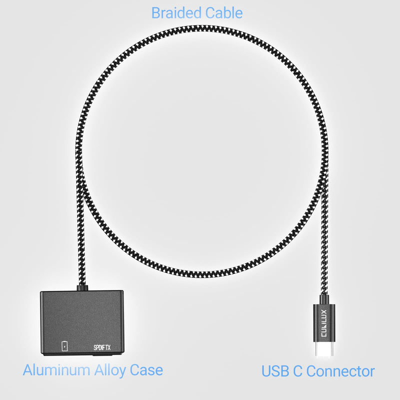 Cubilux USB C to SPDIF Adapter with PD Charging,USB Type C to Toslink Optical Audio with 192KHz/24bit, Thunderbolt 4/3 Spdif Audio Adapter,PD Charging Suitable for Chromecast Gen 3,Ipad 10/Ipad Pro