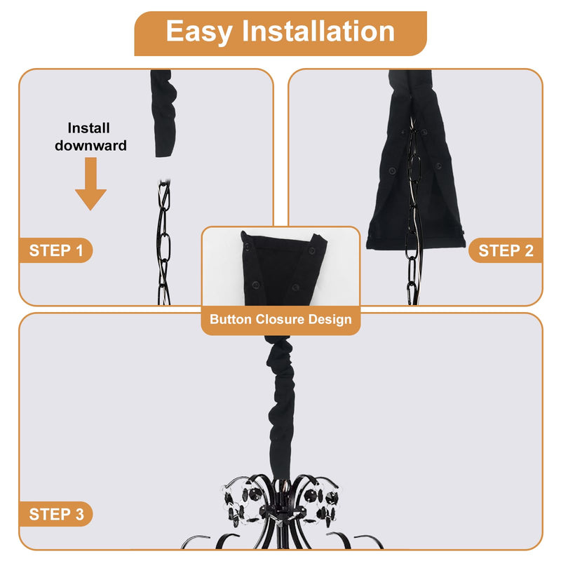 Black Farmhouse Cord Hider, TV Cord Cover and Cable Sleeve, 2 Pack 70.8 in with Button Snap Closure for Lamp Cord Black