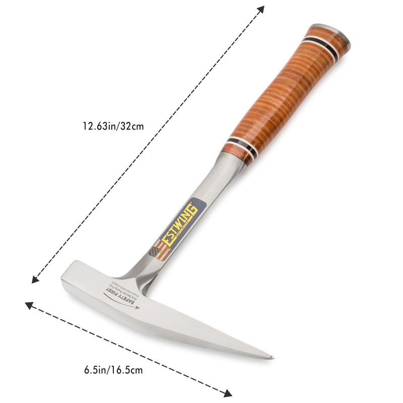 ESTWING Rock Pick - 13 oz USA Made Geology Hammer with Smooth Face & Genuine Leather Grip - E13P