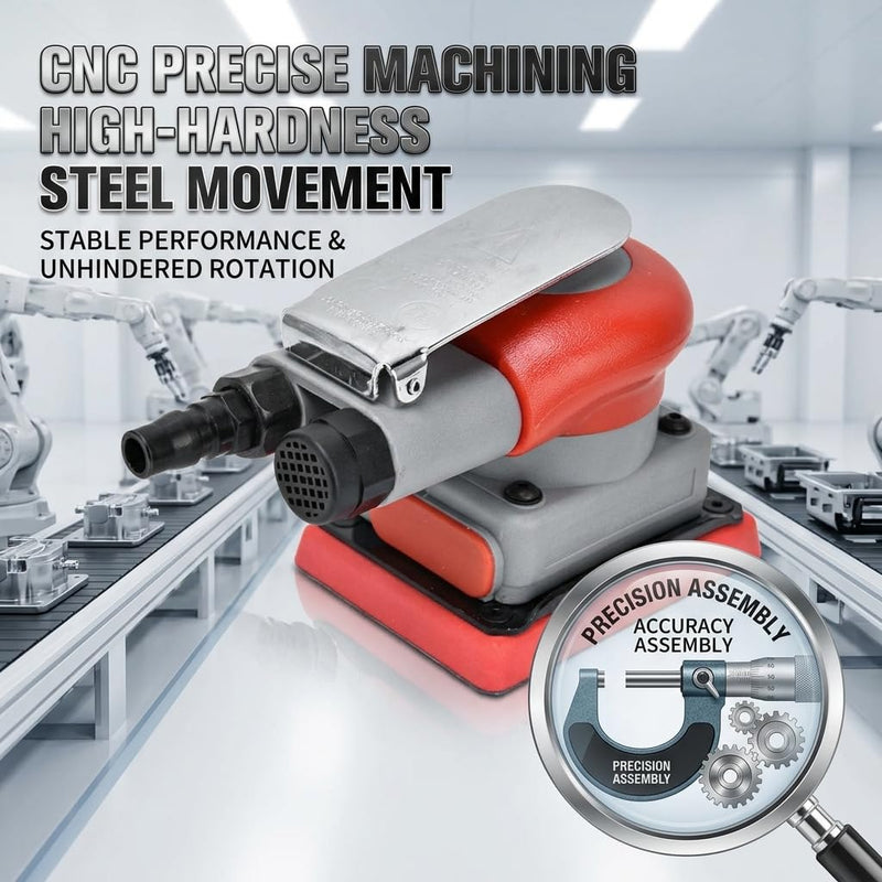 Pneumatic Sander Air Orbital Sander, Solid Alloy Steel Air Squares Sanding Machine 3 * 4 In 10000rpm Pneumatic Sander, Sanding Grinding Polishing Sander for Wood Metal Car Beauty