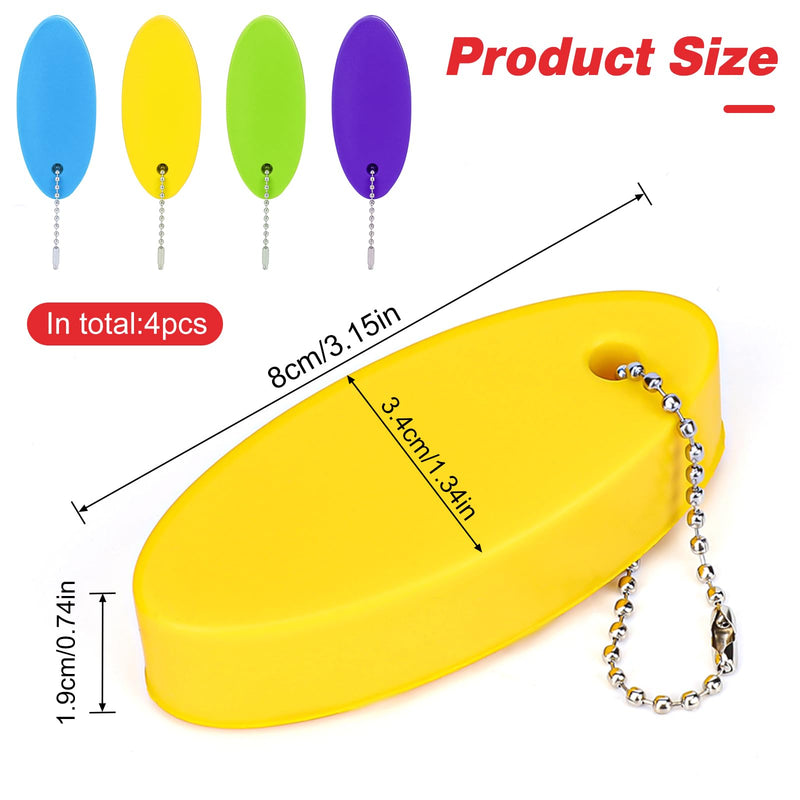 Floating Keychain for Boat Keys, 4 Pack Waterproof Bright Color Key Rings Pendant for Fishing Surfing Sailing Kayak Purple/Blue/Green/Yellow