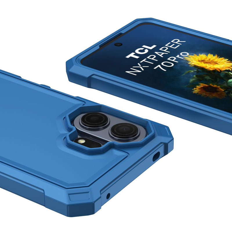 for TCL NXTPAPER 70 Pro 5G Phone Case with Screen Protector Blue | TCL NXTPAPER 70 Pro Case Full Body Protection Front PC Back Soft Silicone Bumper,Heavy Duty Protection Shockproof Corner