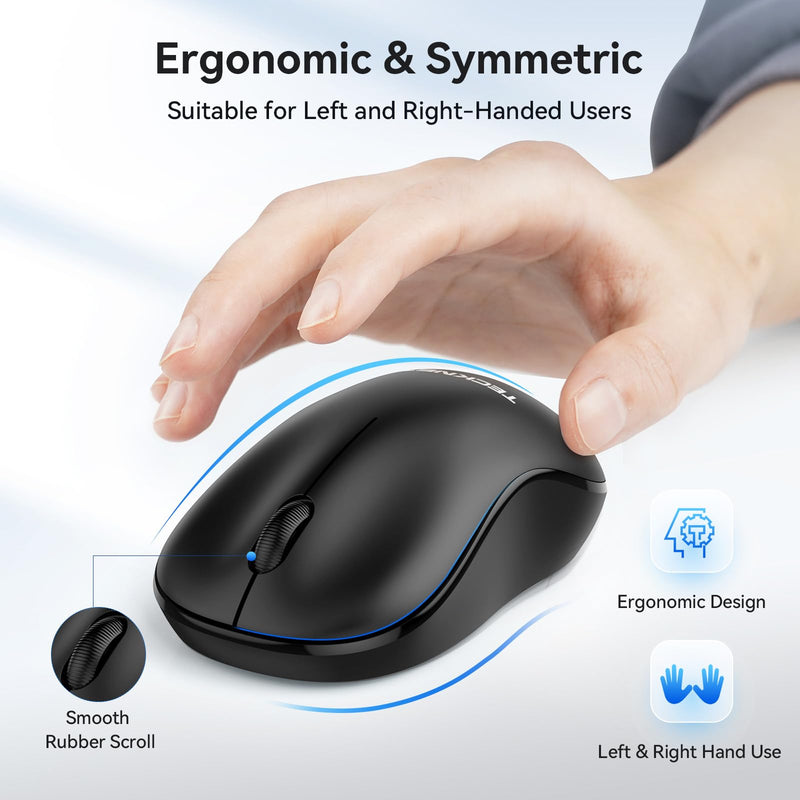 TECKNET Small Wireless Mouse, 2.4G Ergonomic Portable Mouse, Small Cordless Mouse, Wireless Laptop Mouse, Computer Mice for Laptop, PC, Mac - Black