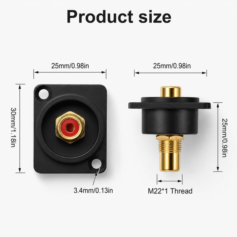 3 Pcs Gold Plated RCA Panel Mount Adapter, 3 Color RCA Female to Female Av Chassis Socket Connectors RCAs Chassis Socket Av Audio Connector for Stereo Amplifier Home Cinema TV