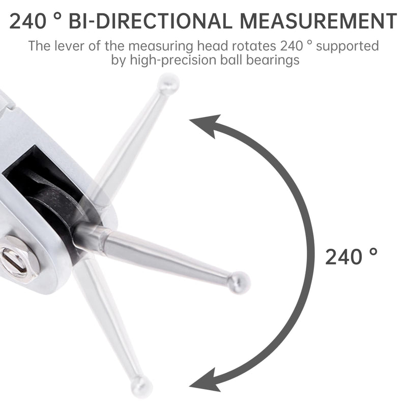 Dial Test Indicator Gauge 0-0.8mm, 0.01mm Accuracy, Lever Dial Test Indicator Gauge 0-40-0 Scale Yellow Dial Face with Installation Accessories 6mm/ 8mm Sleeves