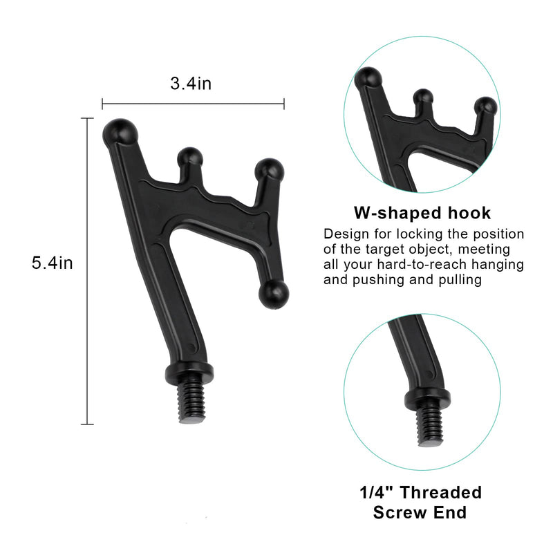 SAN LIKE Boat Hooks for Docking Extension Pole Hook Telescopic Boat Pole with Luminous Bead, Lightweight Floating, Non-Slip Rubber Handle, Durable & Rust-Resistant 3.58 Feet-black