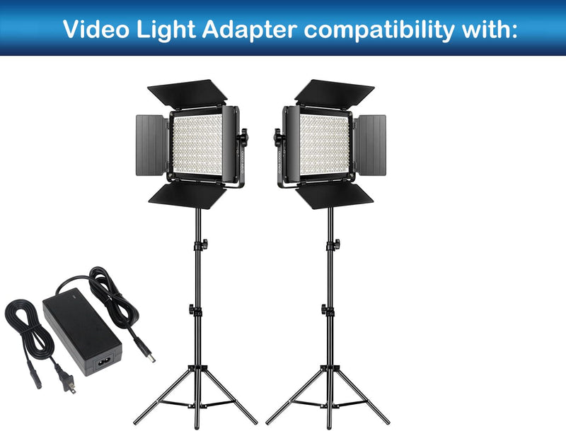 15V Video Light Power Adapter Compatible with GVM Great Videq Maker 520S 560AS 672S 680RS 480LS 480LSG 29W 800D 800D-RGB 40W High Beam Bi-Color LED Video Soft Light Panel XMX-6501EPT