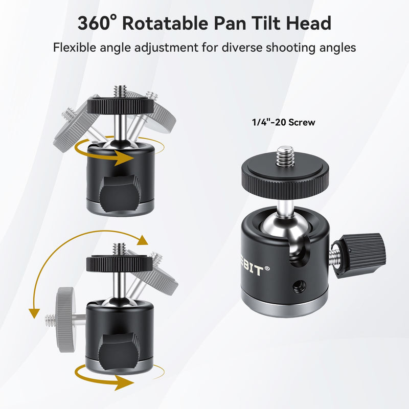 UTEBIT Dual Holder Smartphone and Tablet Tripod Mount Adapter 360° Rotating Ball Head Adjustable Clip Stand Double Phone and Tablet Stand with 1/4'' Screws for Vlogging Video Recording Live Streaming