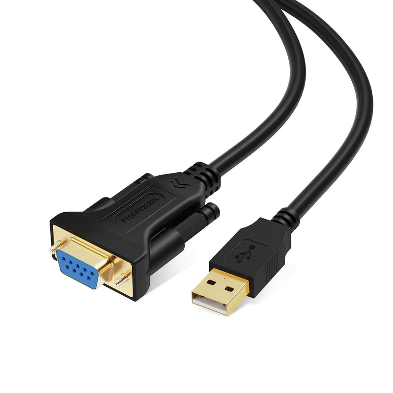 CableCreation USB to RS232 Serial Adapter (FTDI Chip), 3.3 Feet USB to DB9 Female Converter Cable for Windows 11, 10, 8.1, 8, 7, Vista, XP, 2000, Linux and Mac OS X, macOS, 1 Meter/Black 3.3FT / 1M FTDI Chipset