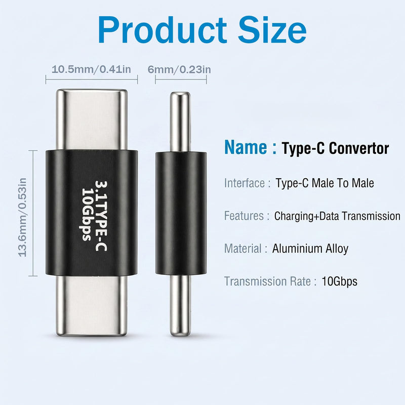 2PCS USB C Male to Male, Support 10gbbps Rate, 30V 5A C-Type Double Plug, USB C Full-Featured, Audio and Video