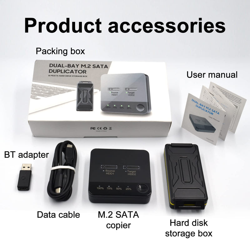 VR robot m.2 SATA Docking Station, M.2 Duplicator Clone Docking Station Converter with mSATA SSD Storage Box,Support Offline Clone duplicator and one- Key Disk Copy Function