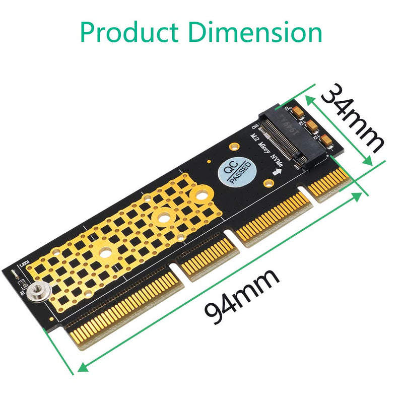 M.2 NGFF NVMe SSD to PCIE 3.0 X16/X8/X4 Adapter with heatsink for 1U/2U Server and Low Profile PC