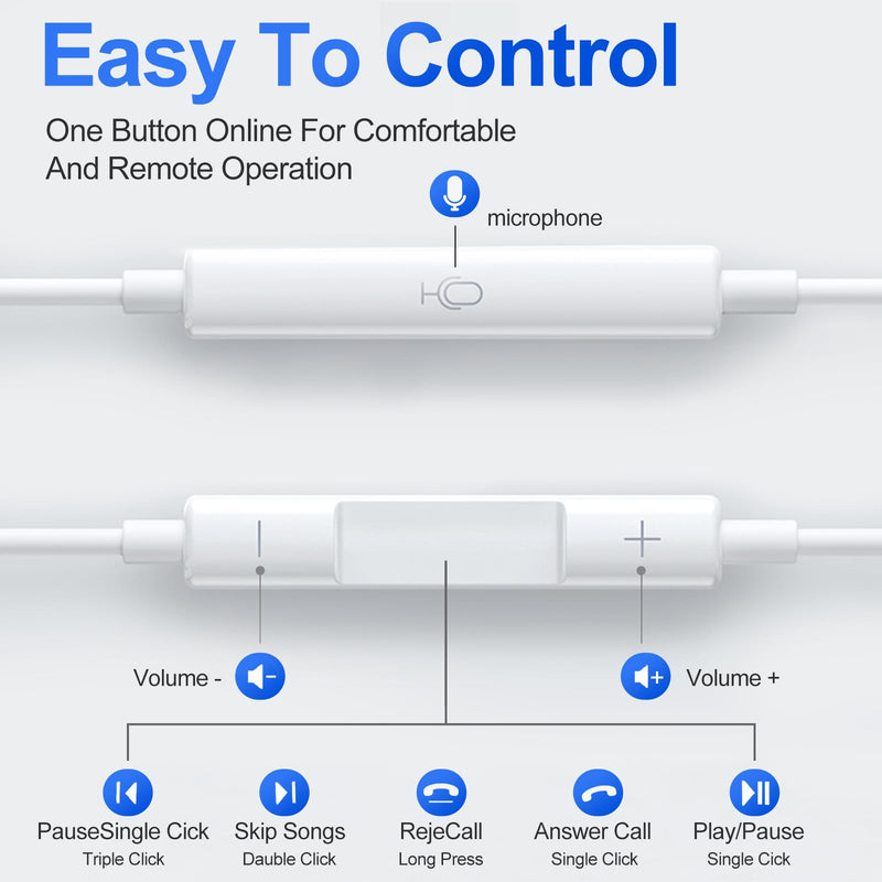 USB C Headphones 3 Pack,Type C Earphones for iPhone 17 16 15 Pro Max Plus iPad Pro Wired USB C Earbuds with Microphone & Remote Control Earphones for Samsung Galaxy S26 S25 S24 Google Pixel White