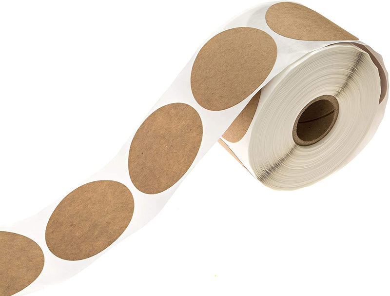2" Natural Brown Kraft Stickers / 500 Circle Labels Roll/Permanent Adhesive Brown Kraft Round Organization Labels/Made in The USA 2"