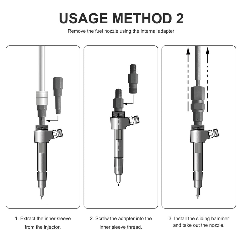 Diesel Injector Extractor Puller and Common Rail Adaptor Slide Hammer Removal Kit