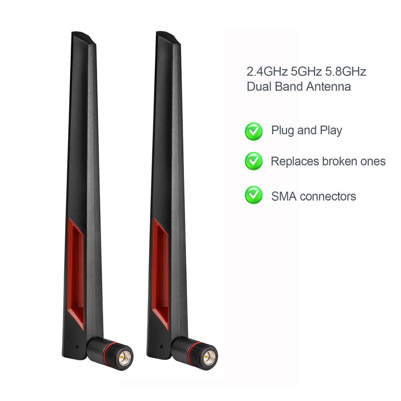 Superbat Dual Band WiFi Antenna 2.4GHz 5GHz 5.8GHz SMA WiFi Antennae for PC Desktop Computer Motherboard PCI WiFi Bluetooth Card Wireless Network Router (2-Pack) 2-pack SMA short wifi antenna