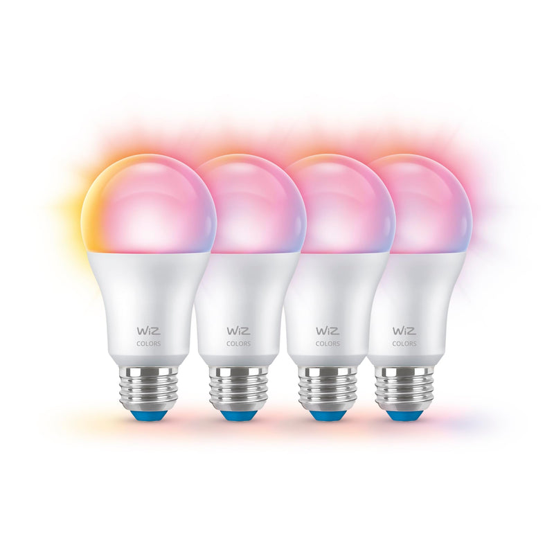 WiZ Connected Smart Light Bulbs, 4-Pack, Full Color A19 60W 800LM E26 LED Lights, Sunset/Sunrise Automation, Smart Bulbs with Motion Detection, Control with Voice or App 4 Pack
