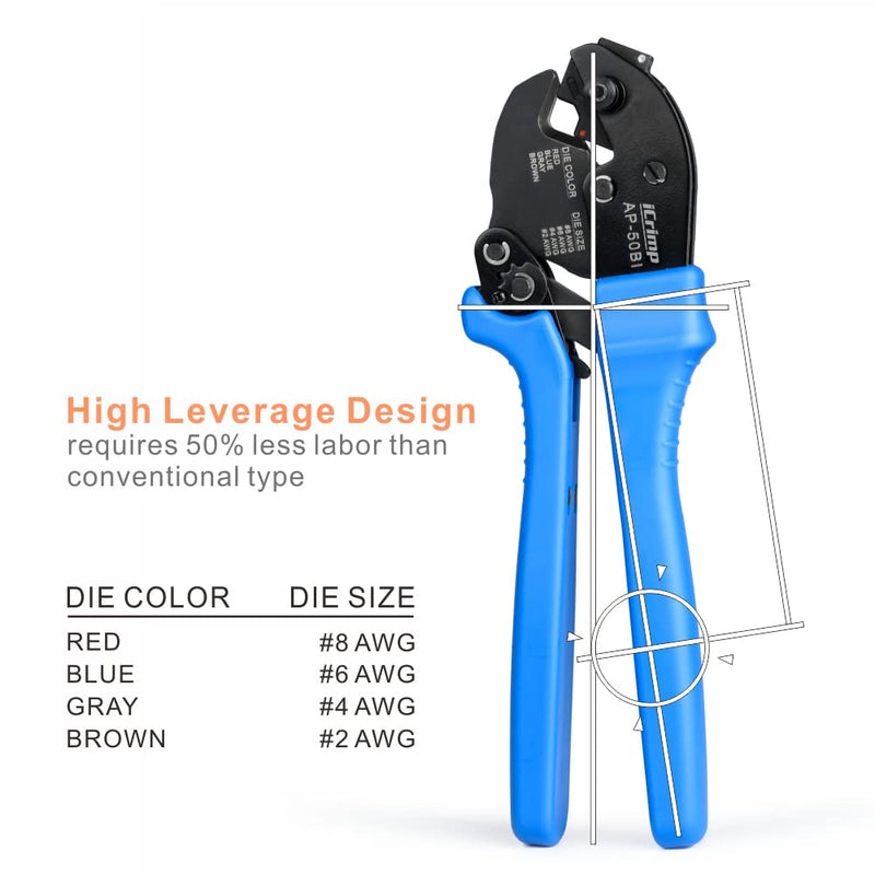 iCrimp Battery Cable Lug Crimper C/W Wire Cutter