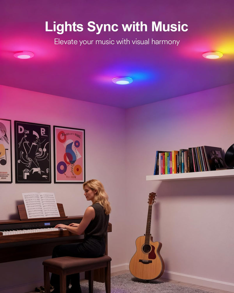 Lumary 5/6 inch Smart RGBAI Led Disk Light Pro, Color Changing Night Light | 1 Pack, CCT 2700-6500K, Flexible Install Flush Mount Ceiling Light, Compatible with Alexa/Google Assistant, Music Sync, Timer