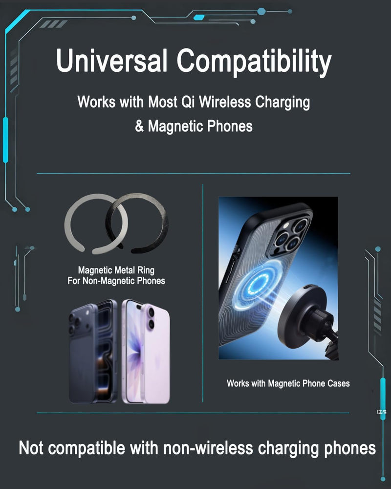 for Ranger Phone Mount 2024-2026 Magnetic Fast Wireless Charging | Custom Fit for Ranger, Strong Magnetism, Universal Compatibility, 360° Rotation, No Drill, No View Blockage, Secure Hold