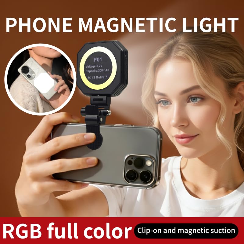 60 LED Portable Selfie Light Video Conference Lighting with Clip & Camera Tripod Adapter Rechargeable 800mAh CRI 97+, 3 Light Modes for Phone iPhone Webcam Laptop Photo Makeup