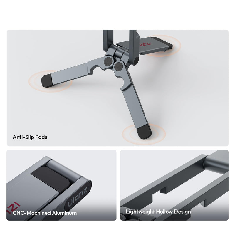 ULANZI MA62 Magnetic Phone Tripod Stand, Ultra-Slim 0.33in Pocket-Sized Foldable Kickstand, N52 Magnet Aluminum Alloy Mantis Hook Desktop Mount, 2.22oz Portable Mini Tripod for iPhone Android