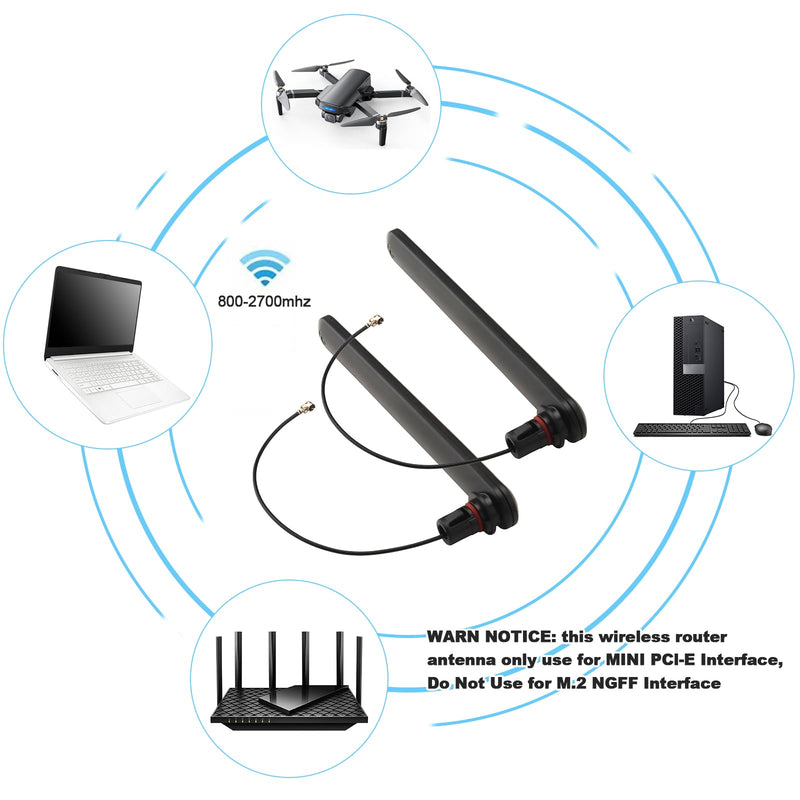 4G Antenna 698-2700MHz U.FL/IPX 3dBi Omni Small Antenna with 10cm 1.13 Cable for 2G/3G/4G LTE GSM Mini PCIe Card Routers, FPV UAV, Repeater, Notebook, PC Desktop,PS4 Build,loT Device(2 PCS) 698-2700MHz Antenna