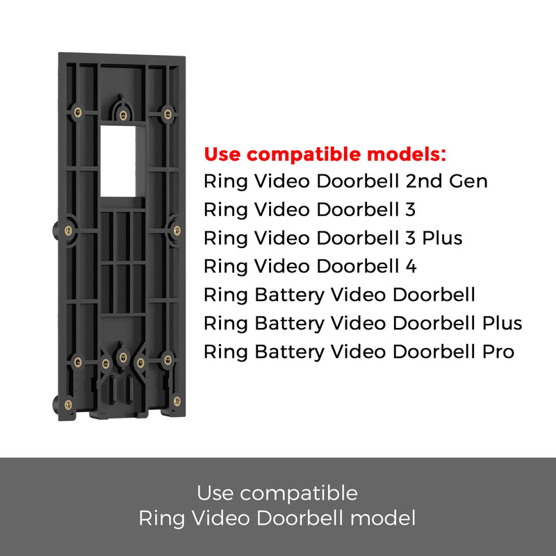 No-Drill Ring Doorbell Mount, Adhesive Doorbell Mounting Bracket Compatible with Ring Video Doorbell (2nd Generation 2020 Release), 3, 3 Plus, 4, Battery Doorbell Plus/Pro Stick-On Back Plate