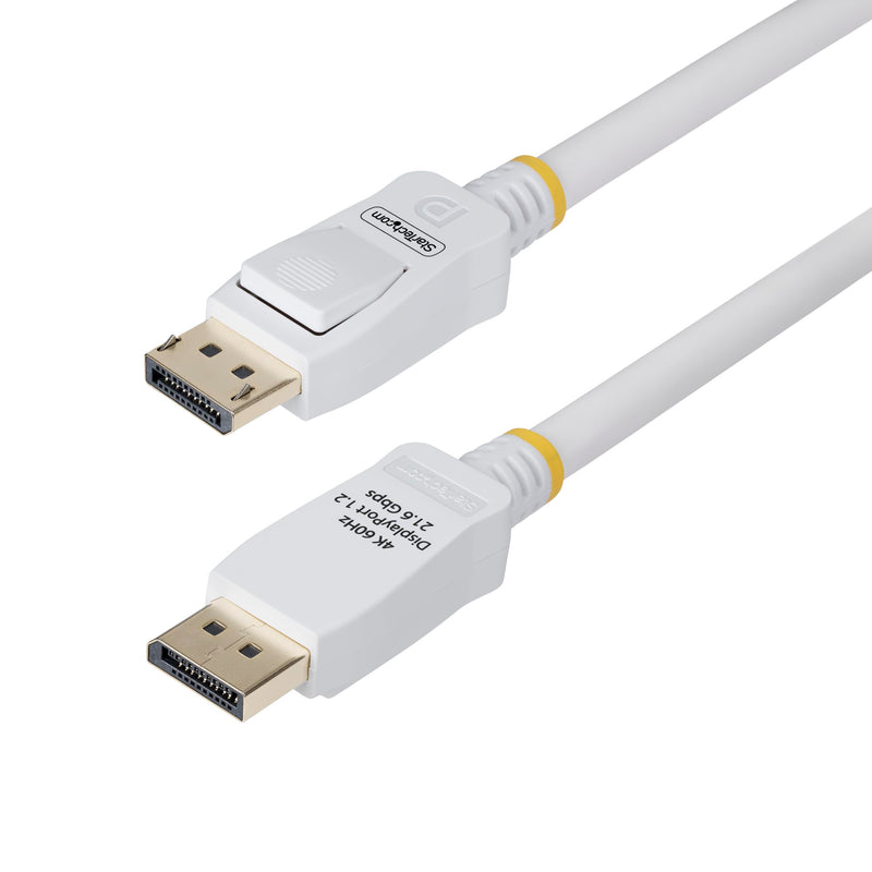 StarTech 10ft DisplayPort 1.2 Cable, 4K 60Hz, White, 21.6Gbps | VESA Certified, Latching DP Connectors, DP12-CABLE-10FTW 10 ft (3 m)