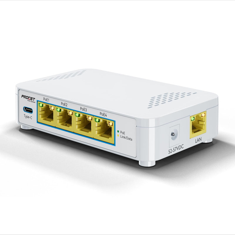 EN-S4P1C 5 Port PoE Switch - 4 PoE+ Ports & 1 USB-C, Unmanaged Network Switch