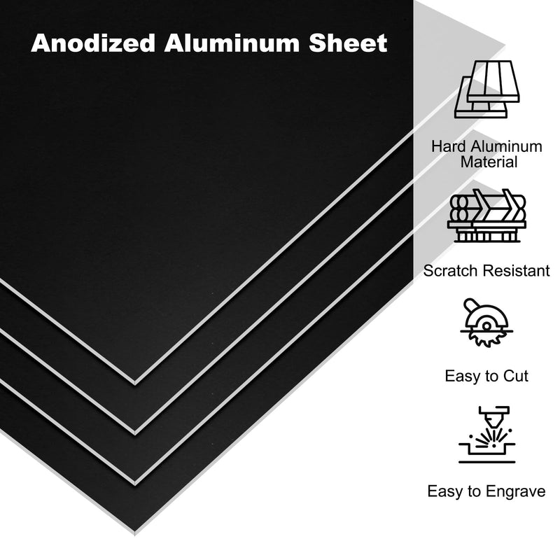 PATIKIL 7x5x1/32inch Anodized Aluminum Sheet, 5Pcs Metal Rectangle Aluminum Plate 0.8mm Thick Engraving Blanks for Laser Engraving DIY Decorative Crafting Home Decoration, Black (Pack of 2) 7x5inch (Pack of 2)