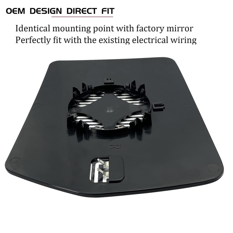 New Passenger Right Side Heated Mirror Replacement for 2004-2014 Ford F150 Mirrors - Side View Heated Convex Mirror Glass with Rear Holder 4L3Z-17K707-DA Passenger Side (Right)