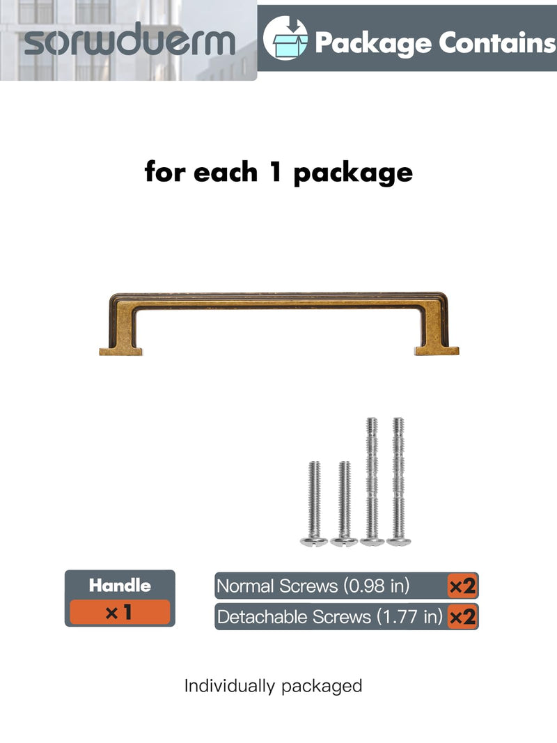 SORWDUREM 5 Pack 5 Inch(128mm) Antique Brass Cabinet Pulls Drawer Pulls Kitchen Hardware Cabinet Handles Cupboard Kitchen Hardware 5"(128mm) Hole Center
