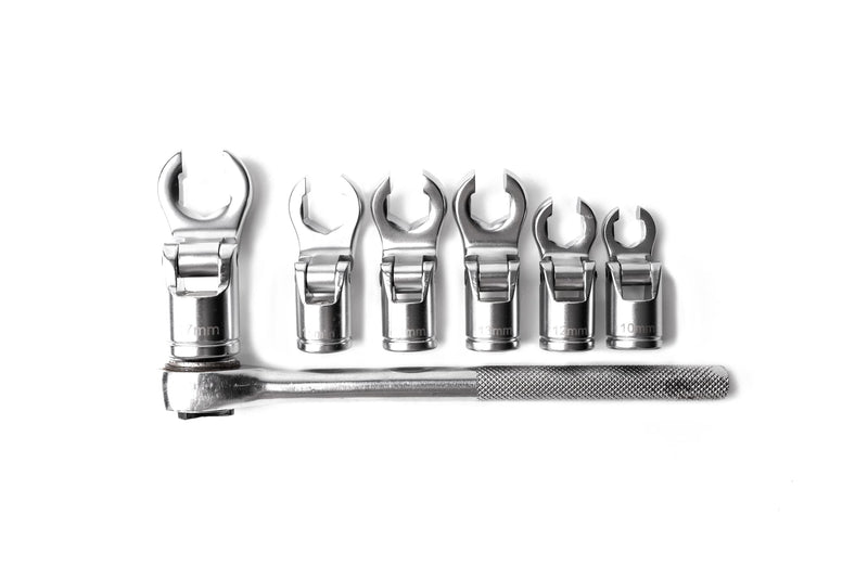 4LIFETIMELINES 3/8" Drive Crow's Feet Adjustable Flare Nut Sockets | 6 Piece Metric Set, 10mm, 12mm, 13mm, 14mm, 15mm, 17mm 0.394 - 0.669 in