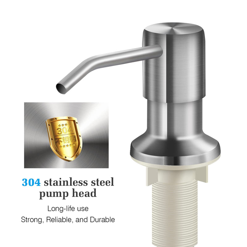Soap Dispenser for Kitchen Sink and Extension Tube Kit, Stainless Steel SoapDispenser with 47 Inches Tube Connects Directly to Soap Bottle, Hand and Dish Soap Dispenser Pump （Brushed Nickel） Brushed Nickel With 47" Tube Kit