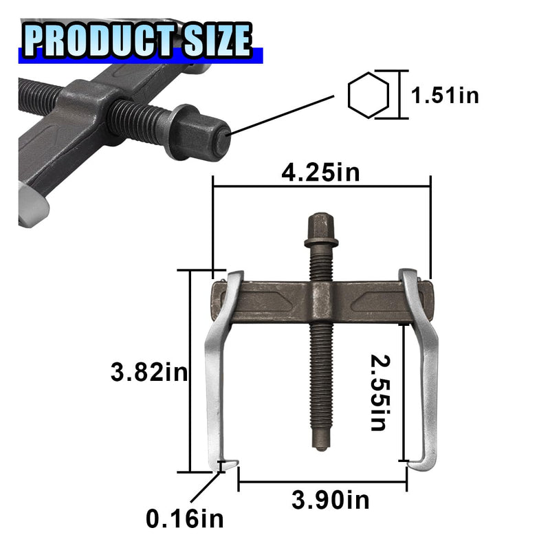 4'' 2 Jaw Bearing Puller, Adjustable Bearing Gears Removal Tool with Two Jaws for External Internal Pulling, Non-Slip Grip Gear Puller for Removal of Pulleys Flywheels Bearing