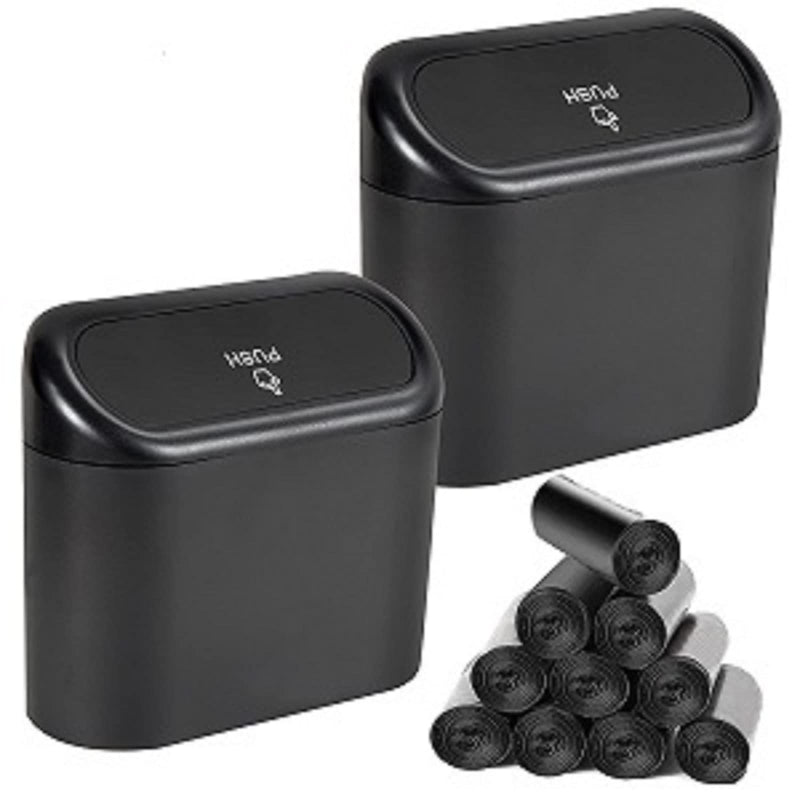 2 Packs Mini Car Trash Can Bin with Lid and 150pcs Trash Bags,Car Trash Can Bin,Car Garbage Trash Can Storage for Front Back Seat Accessories (2)… 2