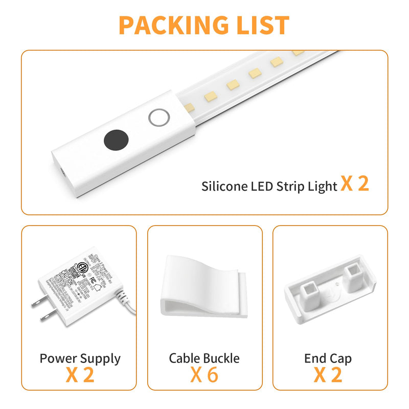 MY BEAUTY LIGHT 80in Smart Under Cabinet Lights, Handwave Sensor Under Counter Lights for Kitchen, 2700K-6500K 1090lm Stick-on Closet Light, Slim Cuttable Plug and Play Kitchen Lamp, 2 Rolls of 40in 40IN(PACK OF 2)