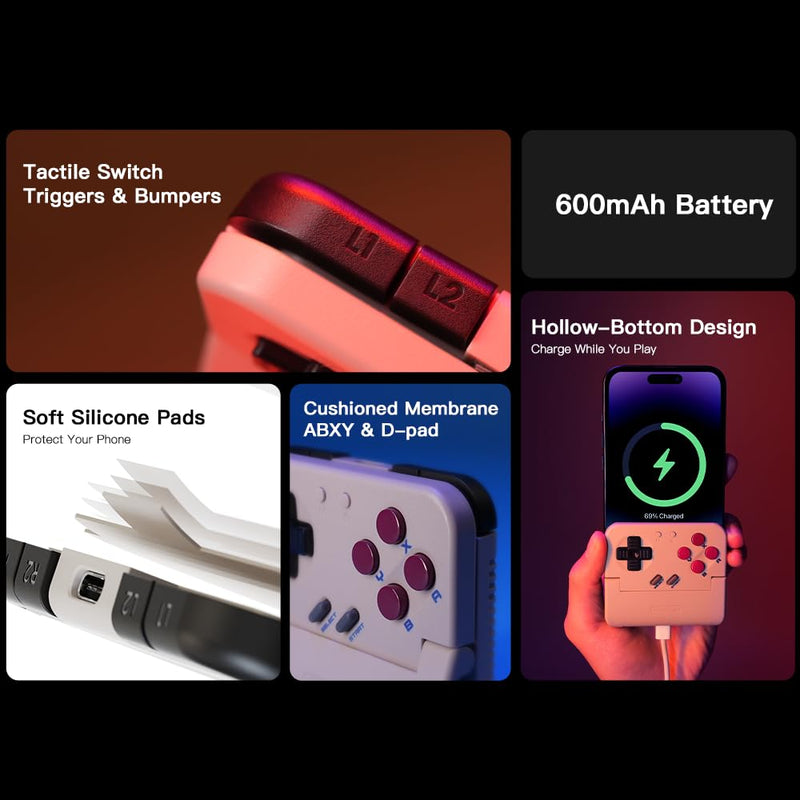 GameSir Pocket Taco Vertical Bluetooth Mobile Controller for Android,Handheld Mobile Gaming Controller, 600mAh Battery, Lightweight with Pass-Through Charging, Retro Arcade Gamepad