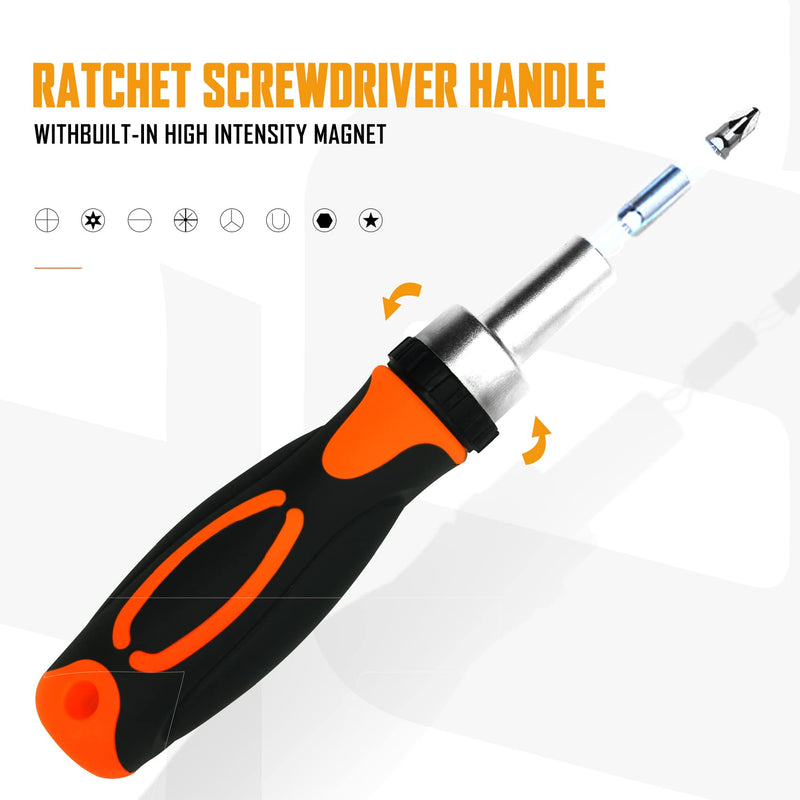 Ratcheting Screwdriver Set Screwdriver 42 in 1 Ratchet Wrench Set, With Rotatable Ratchet Handles ＆ Storage Case, Household Repair Tool Kits for Bike 42pcs Ratchet Screwdriver