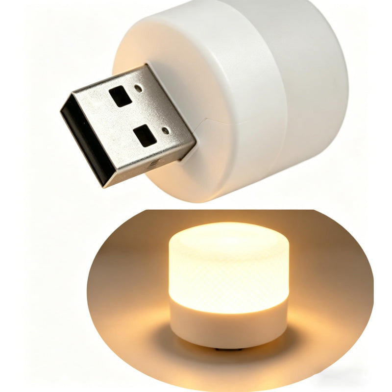 6-Pack USB Mini Night Lights, Warm White LED Plug-in Lamps, Portable 0.5W USB-A Nightlight Bulbs for Bedroom, Dorm, Hallway, Car, Camping, Power Bank