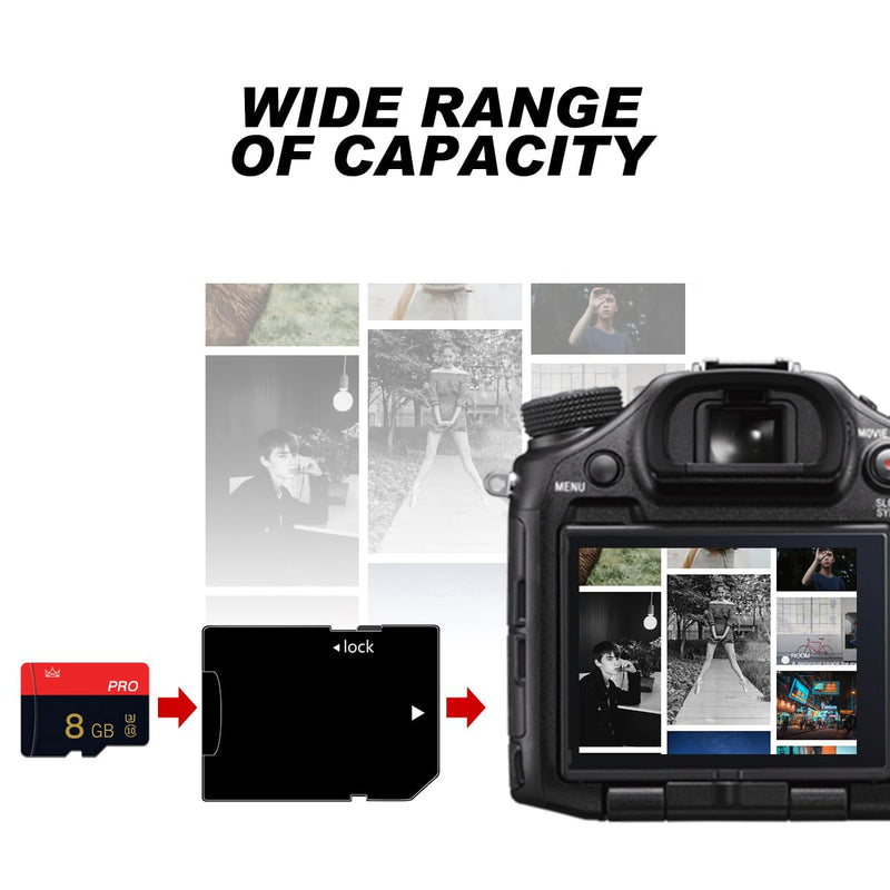 8GB Micro SD Card Class 10 Memory Card with Adapter | TF Card, High Speed Memory Card, For Tablet, Drone
