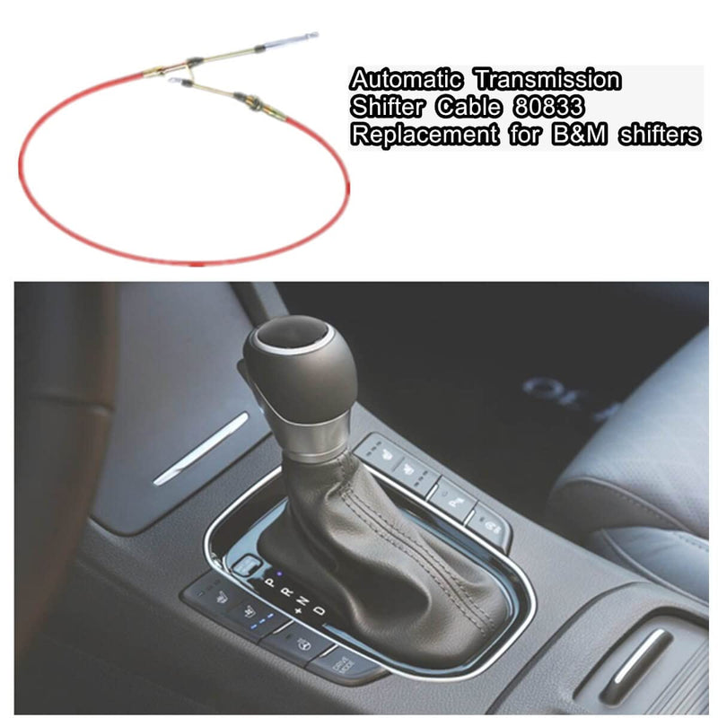 Automatic Transmission Shifter Cable 80833, Replacement for B&M Automotive Heavy Duty Performance Shifter Cable Eyelet End,5ft Long Af72-1002 BMM-80833 0.375" Outer Diameter Red red-80833