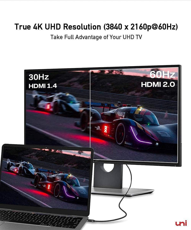 uni USB C to HDMI Cable 6ft-2 Pack 4K@60Hz, USB Type C to HDMI Cable [Thunderbolt 3 Compatible] for MacBook Pro/Air, iPad Pro, Surface Book 2, Galaxy S23, and More Grey