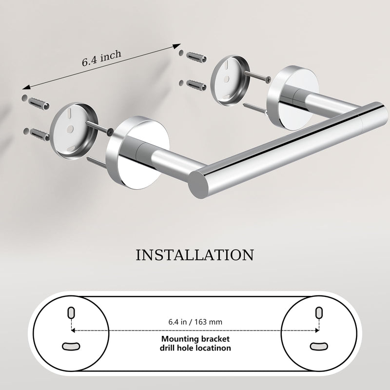 Toilet Paper Holder & Towel Holder, Bathroom Hardware Set-SUS304 Stainless Steel Double Post Pivoting Tissue Roll Holder and Hand Towel Ring Set for Bathroom, RV, Chrome