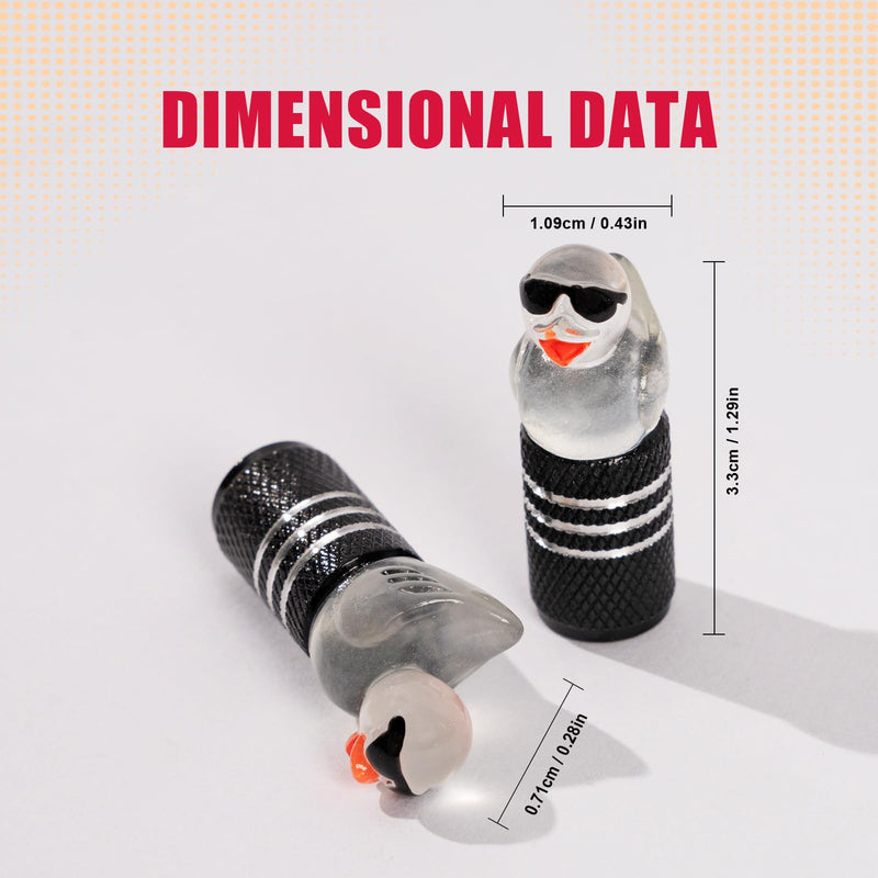 4Pcs Tire Valve Stem Cap Cover for Car SUV Truck, Valve Cover with Funny Duck Sunglasses, Decorative Tire Valve Caps Wheel Accessories (Black Sunglasses Duck) Black