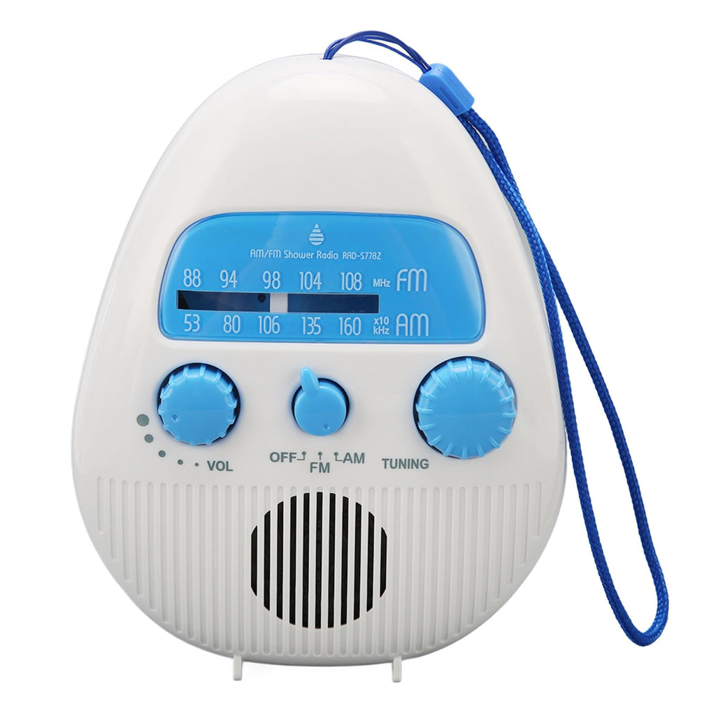 AM FM Shower Radio, Waterproof Portable Bathroom Shower Radio with Built in Speaker, Hand Rope, Adjustable Volume Hanging Shower Radio, Battery Operated