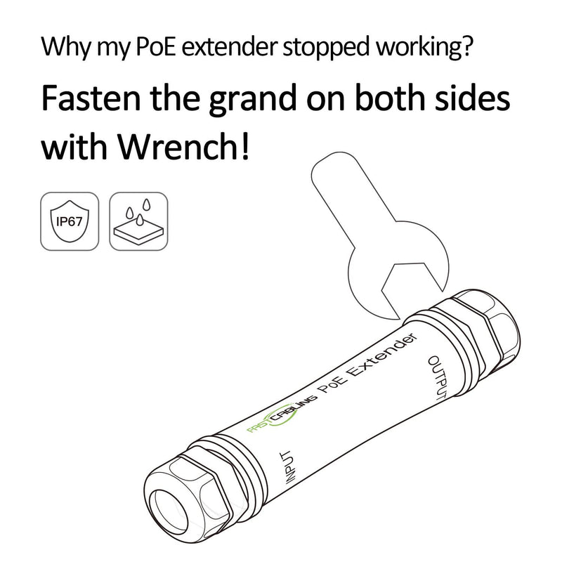FASTCALBING Waterproof Direct Burial PoE Extender for IP Camera, Ethernet Extension Breaking 100m Distance Limit, Outdoor PoE Repeater, IEEE 802.3af/at/bt, PoE+, Plug and Play